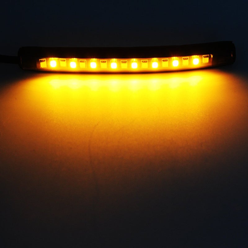 FXC 2x Universal Flexible LED Turn Signal Tail Brake License Plate Light Integrated for Motorcycle Bike ATV Car RV SUV, Brake/Running Tail Light(2Pack) (Amber White) - Image 3